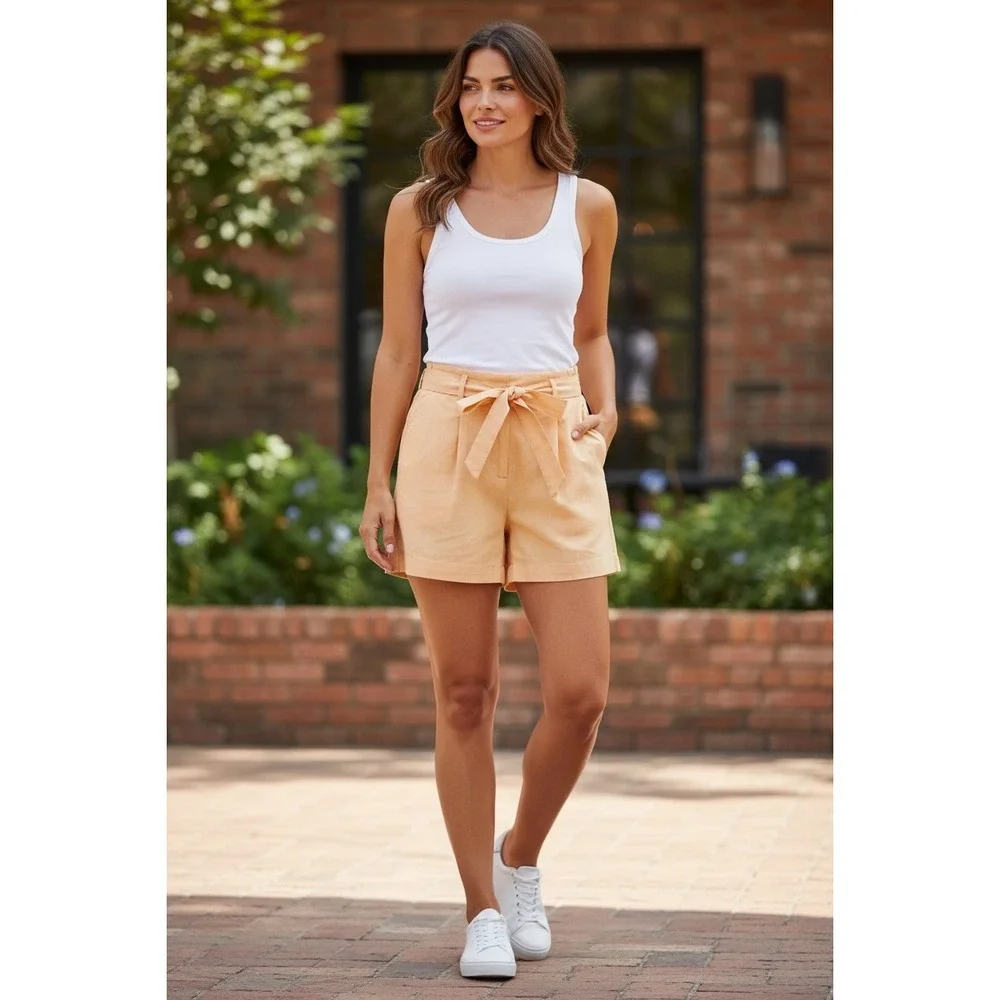 Tribal Jeans Soft Yellow‎ Tie-Waist Shorts Women's Casual Summer Medium